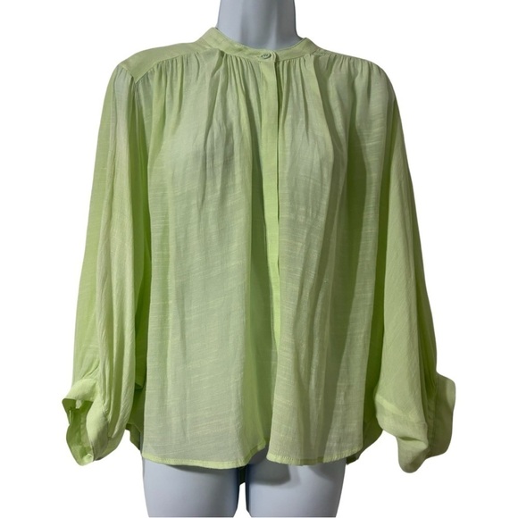 Maeve lime green flowing babydoll top Medium - Picture 1 of 12